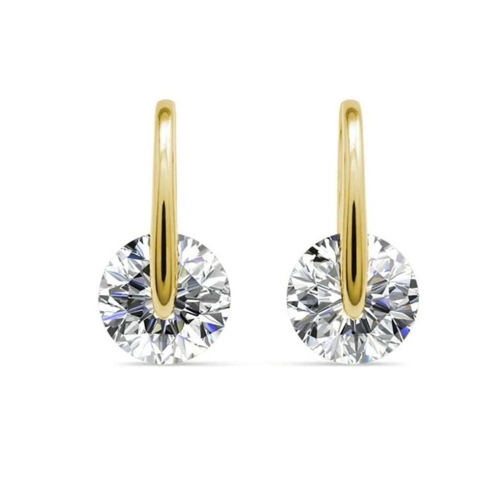 Gold and Silver Toned Crystal Drop Earrings
